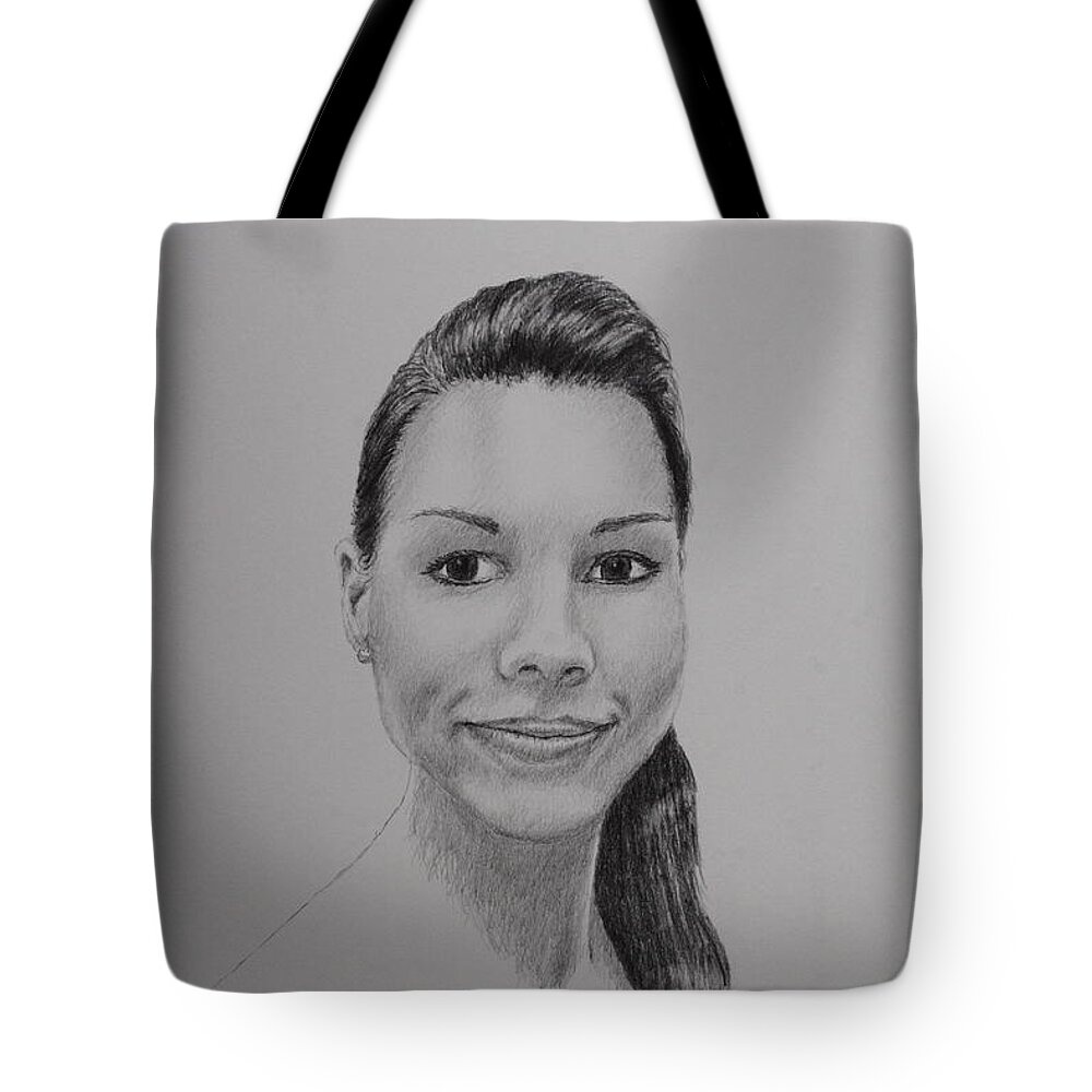 Portrait Tote Bag featuring the drawing A G by Daniel Reed