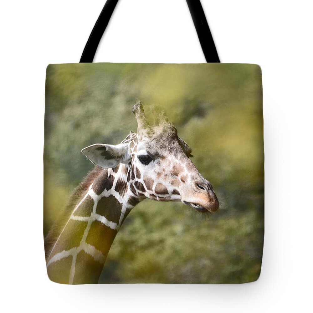 Giraffe Tote Bag featuring the photograph A Gentle Giant by Lori Tambakis