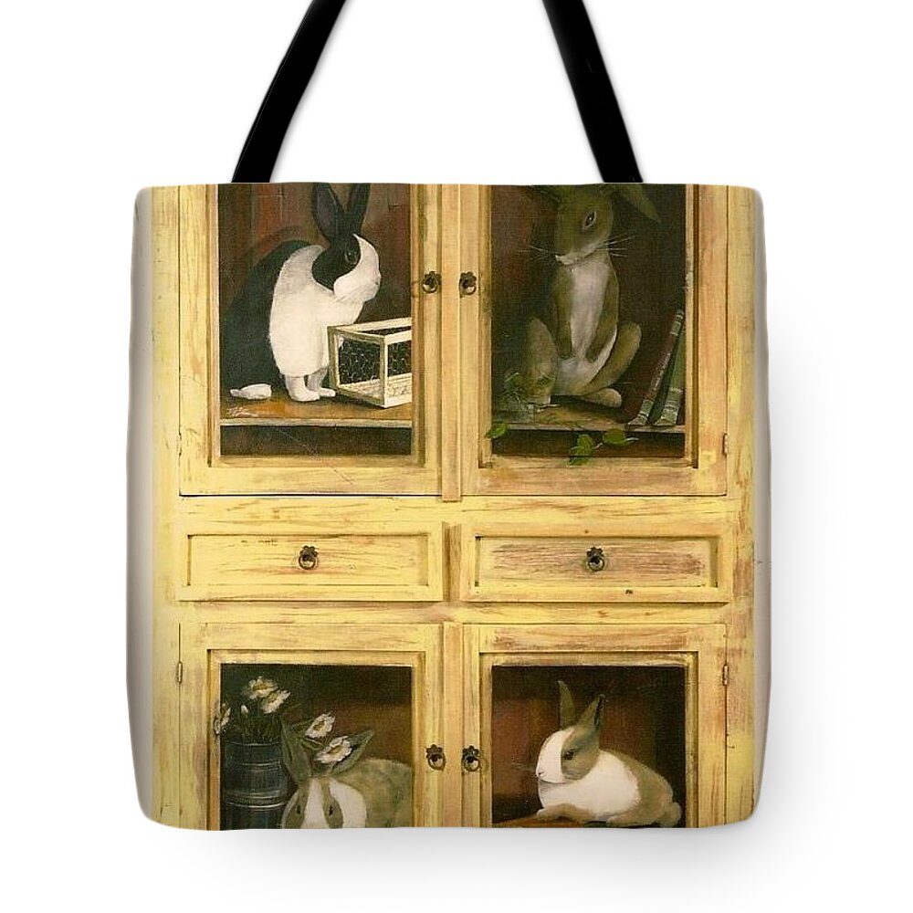 Diane Strain Tote Bag featuring the painting A Home for my Rabbits by Diane Strain