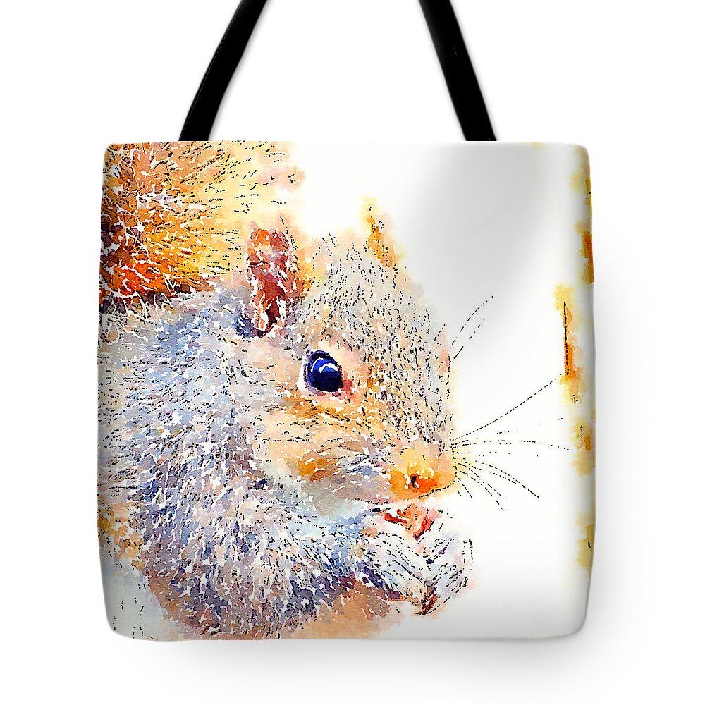 Squirrel Art Tote Bag featuring the photograph A Little Bit Squirrely by Kerri Farley