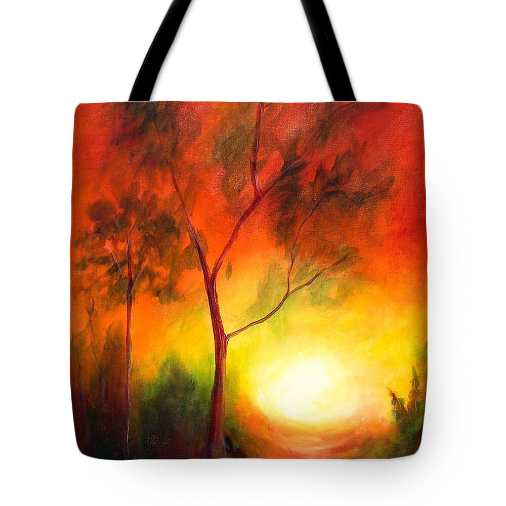Landscape Tote Bag featuring the painting A New Day by Alison Caltrider