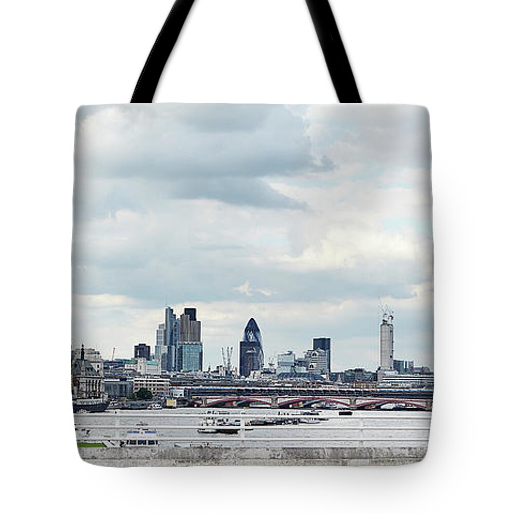 Tranquility Tote Bag featuring the photograph A Panoramic Of London Across The Thames by Jamie Garbutt