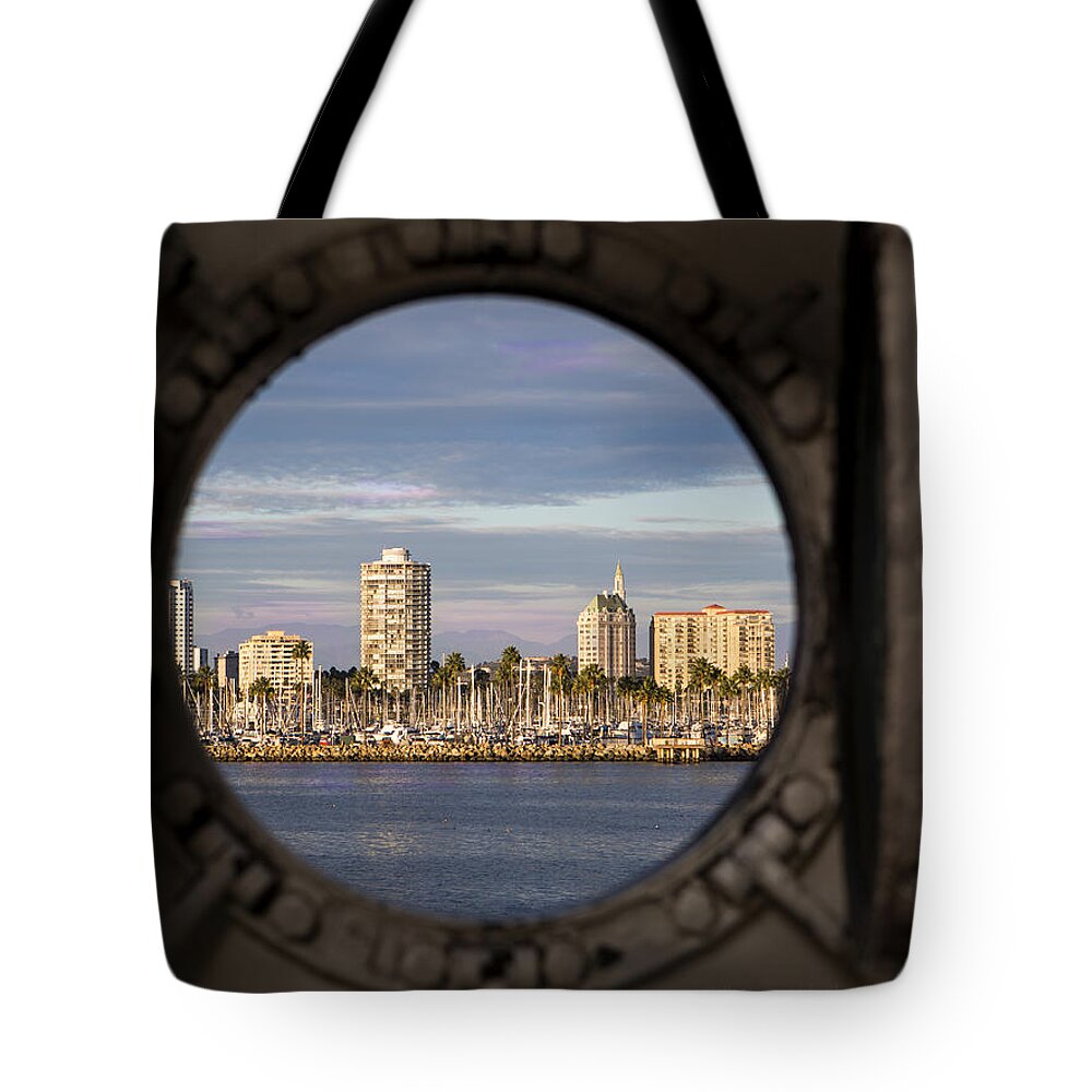 Queen Mary Tote Bag featuring the photograph A Peak From The Queen Photography By Denise Dube by Denise Dube