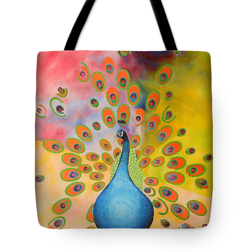 Impressionist Tote Bag featuring the painting A Peculiar Peacock by Thomas Gronowski