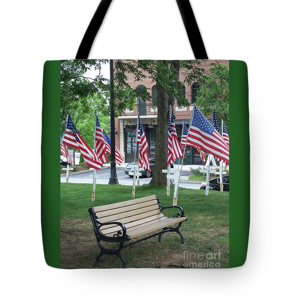 Bench Tote Bag featuring the photograph A Place for Refection by Marilyn Zalatan