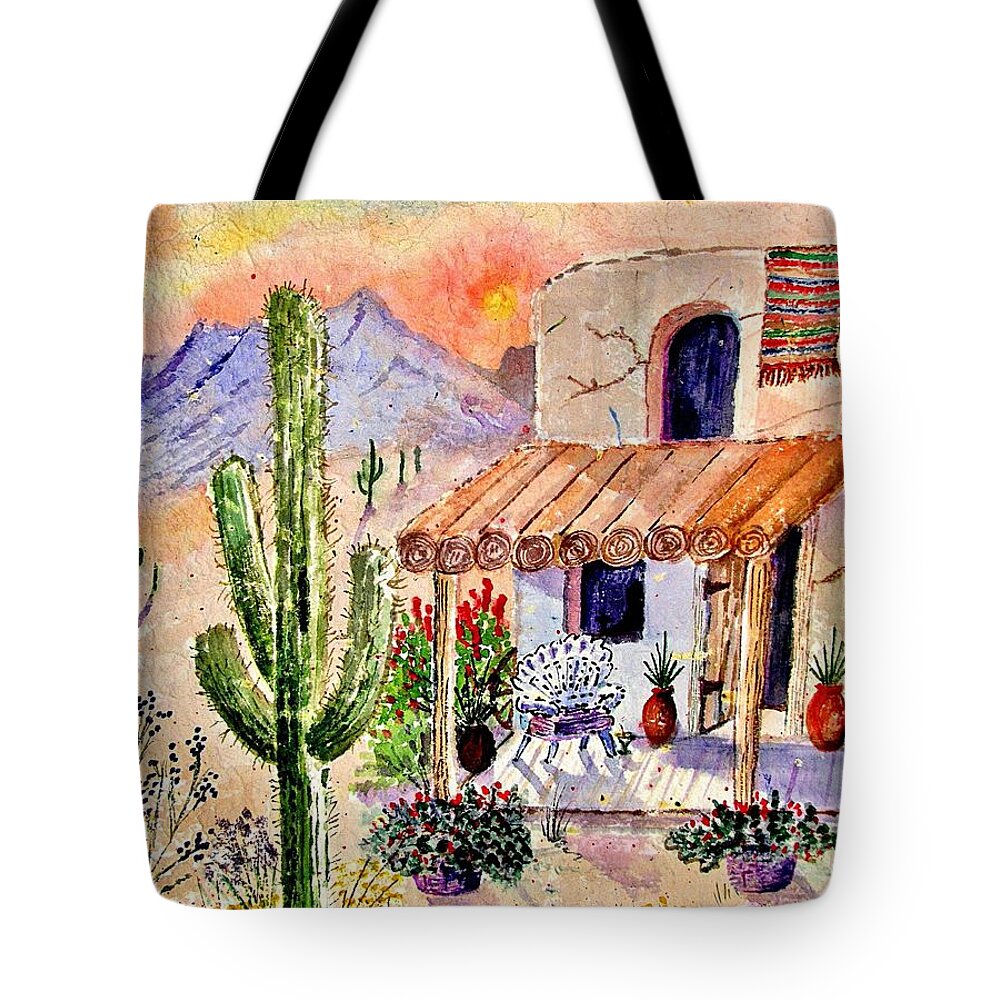 Desert Scene Tote Bag featuring the painting A Place Of My Own by Marilyn Smith