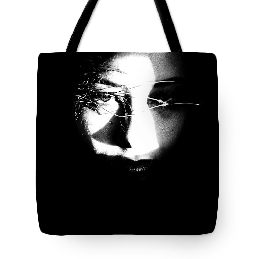 Black Tote Bag featuring the photograph A Plague by Jessica S