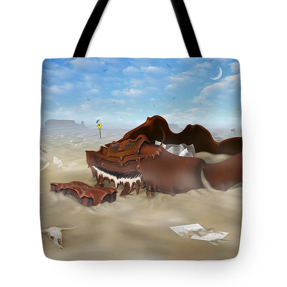 Surrealism Tote Bag featuring the photograph A Slow Death In Piano Valley by Mike McGlothlen