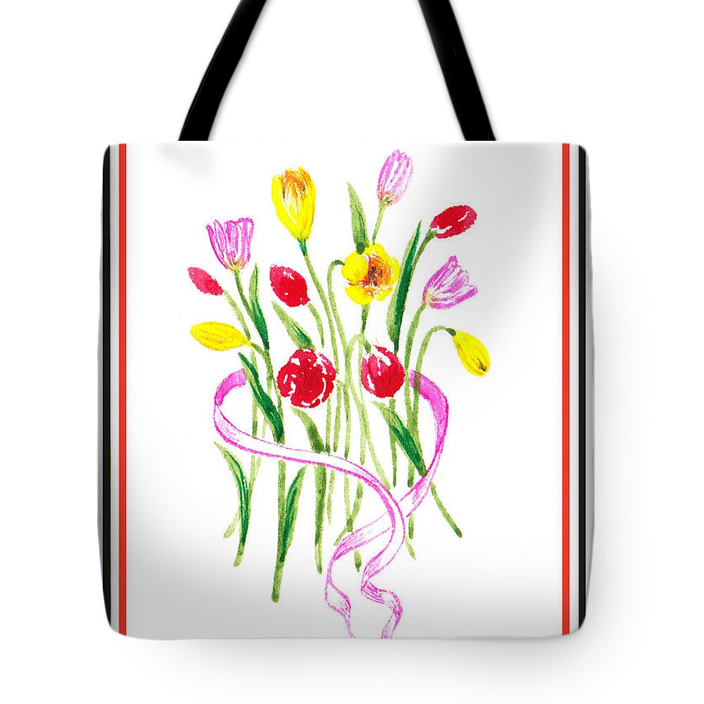Tulip Tote Bag featuring the painting A Tulip Bunch by Irina Sztukowski