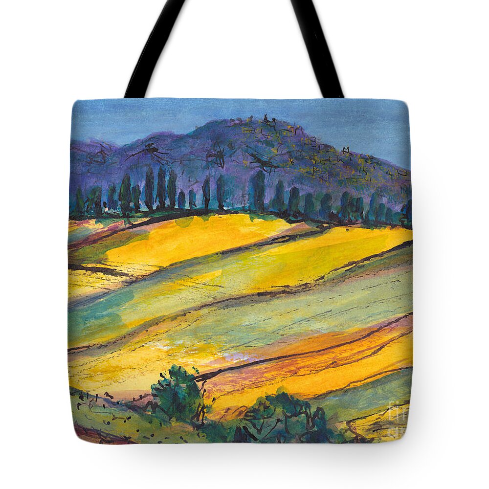Painting Tote Bag featuring the painting A Tuscan Hillside by Jackie Sherwood