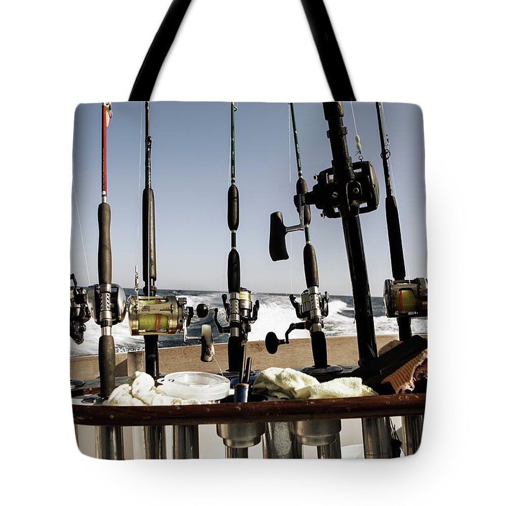 A View Of Deep Sea Fishing Rods Tote Bag by Chris Ross - Fine Art America