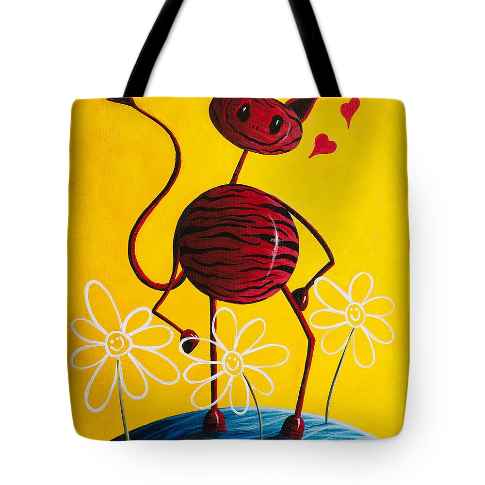 Zebra Tote Bag featuring the painting A Zebra Kind Of Love by Shawna Erback by Moonlight Art Parlour