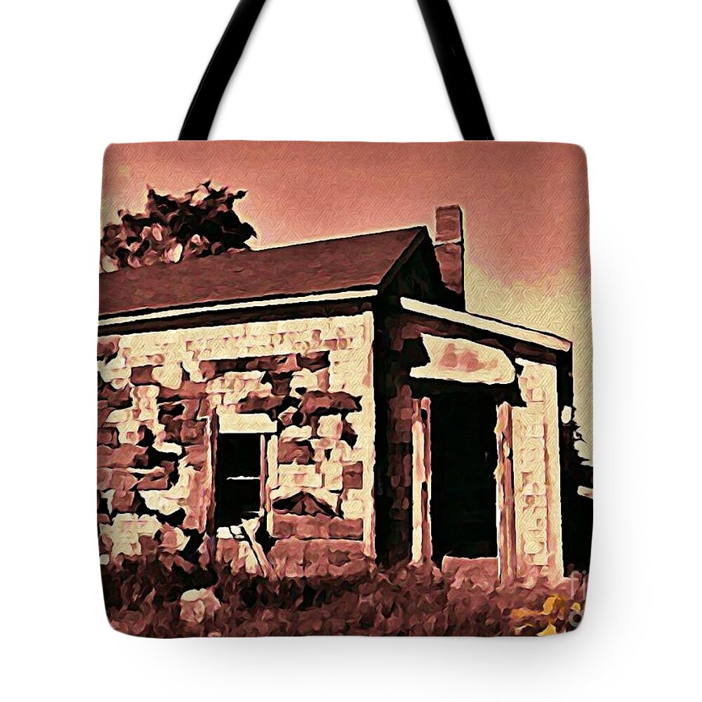 House Tote Bag featuring the digital art Abandoned Cape Breton House by John Malone