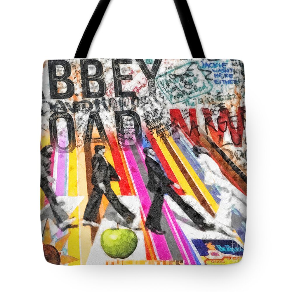 Abbey Road Tote Bag featuring the mixed media Abbey Road by Mo T