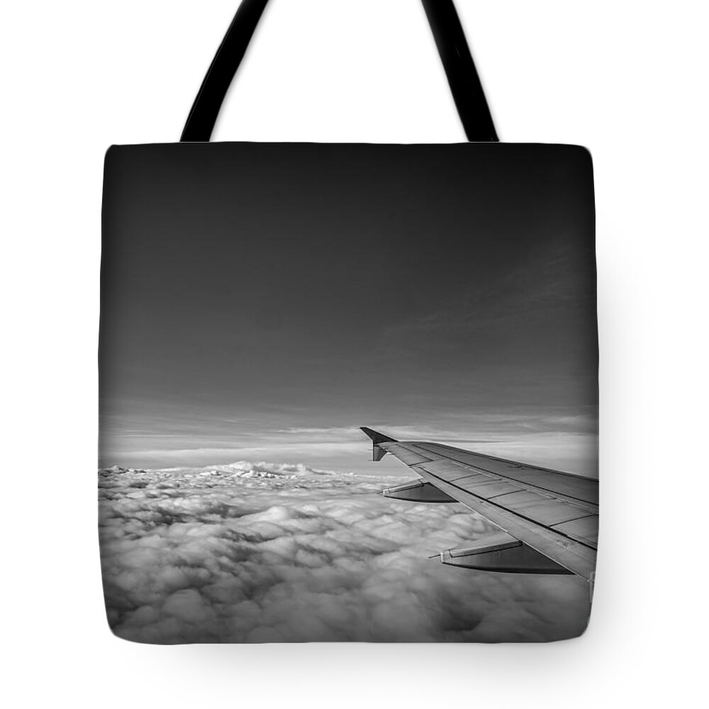 Above The Clouds Tote Bag featuring the photograph Above The Clouds BW by Michael Ver Sprill