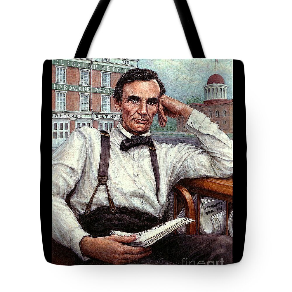 Occupy China Tote Bag featuring the painting Abraham Lincoln of Springfield Bicentennial Portrait by Jane Bucci