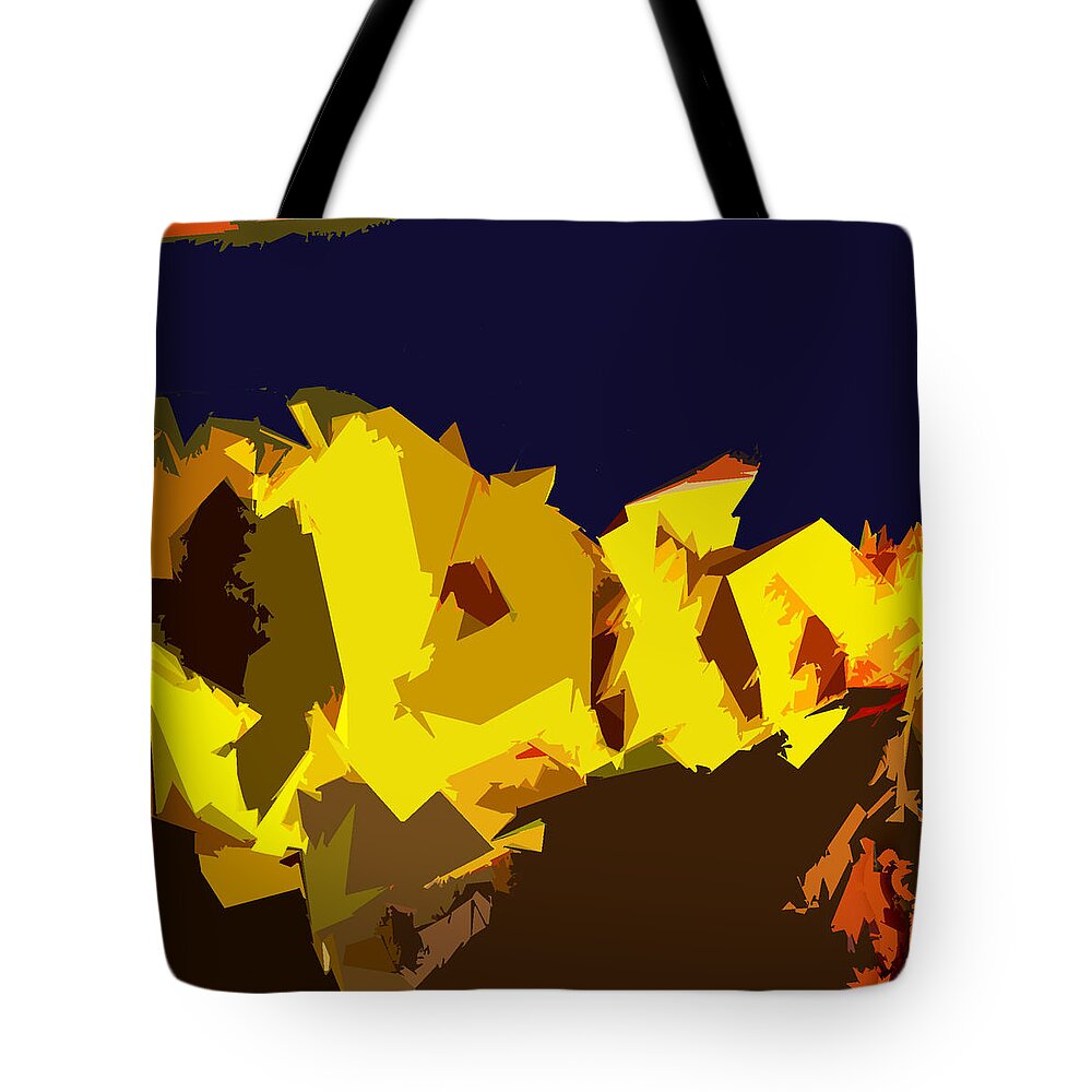 Abstract In Yellow Tote Bag featuring the digital art Abstract 2-2013 by John Lautermilch