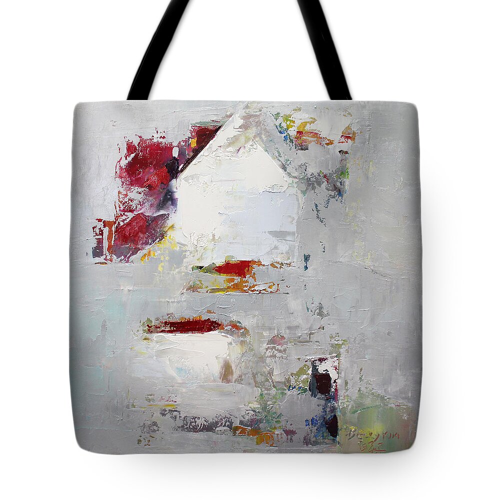 Oil Tote Bag featuring the painting Abstract 2015 04 by Becky Kim