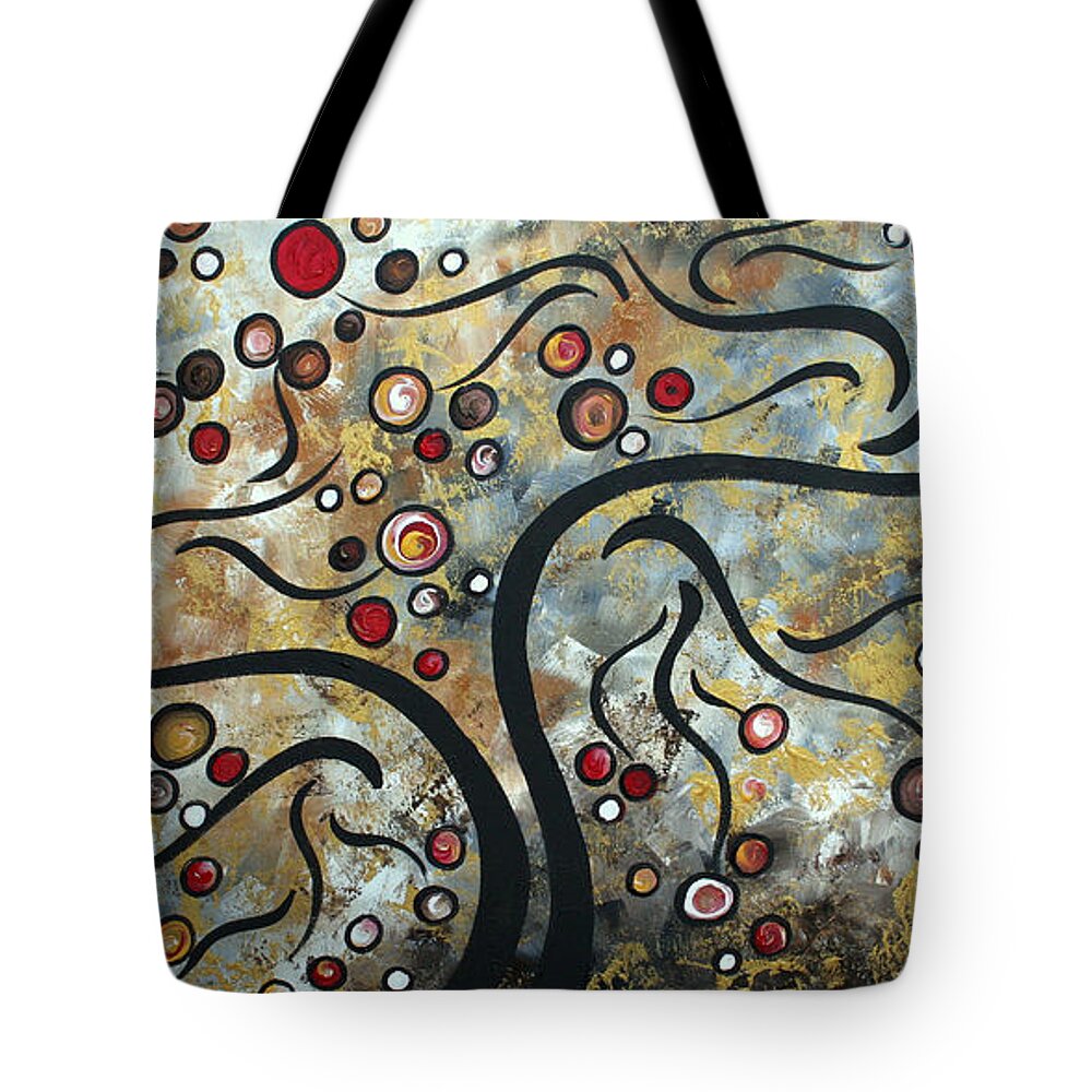 Art Tote Bag featuring the painting Abstract Art Original Landscape Painting WINTER WIND MADART by Megan Aroon