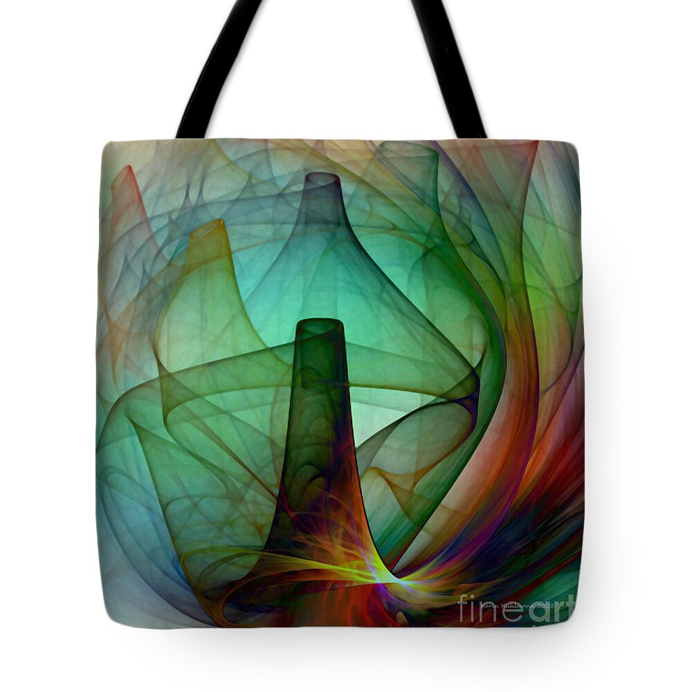 Abstract Tote Bag featuring the digital art Abstract Art Print Witches Kitchen by Karin Kuhlmann