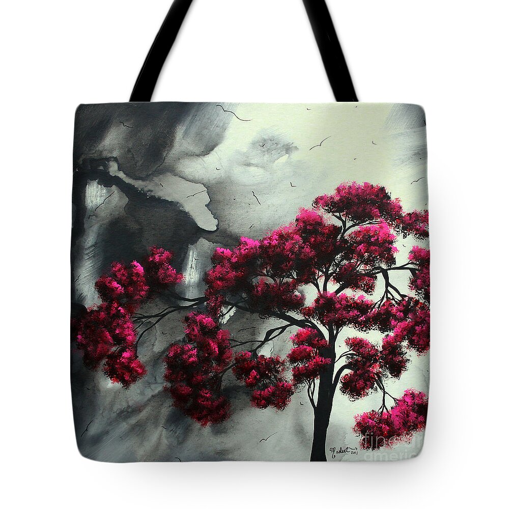 Abstract Tote Bag featuring the painting Abstract Contemporary Art Landscape Painting Modern Artwork PINK PASSION by MADART by Megan Aroon