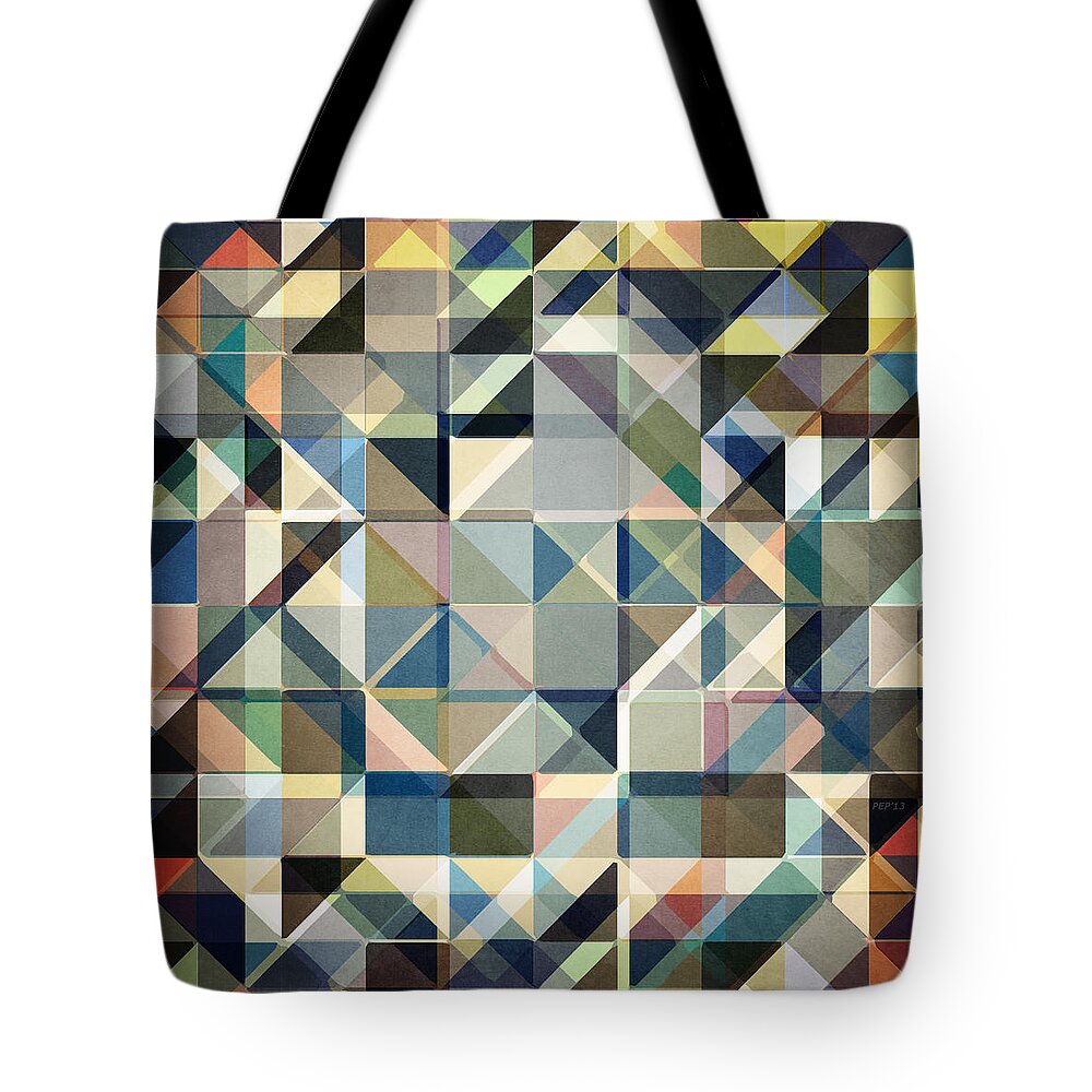 Earth Tones Tote Bag featuring the digital art Abstract Earth Tone Grid by Phil Perkins