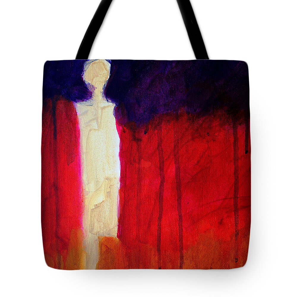 Abstract Tote Bag featuring the painting Abstract Ghost Figure No. 1 by Nancy Merkle