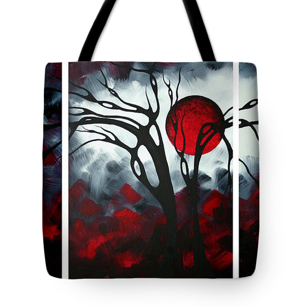 Abstract Tote Bag featuring the painting Abstract Gothic Art Original Landscape Painting IMAGINE by MADART by Megan Aroon