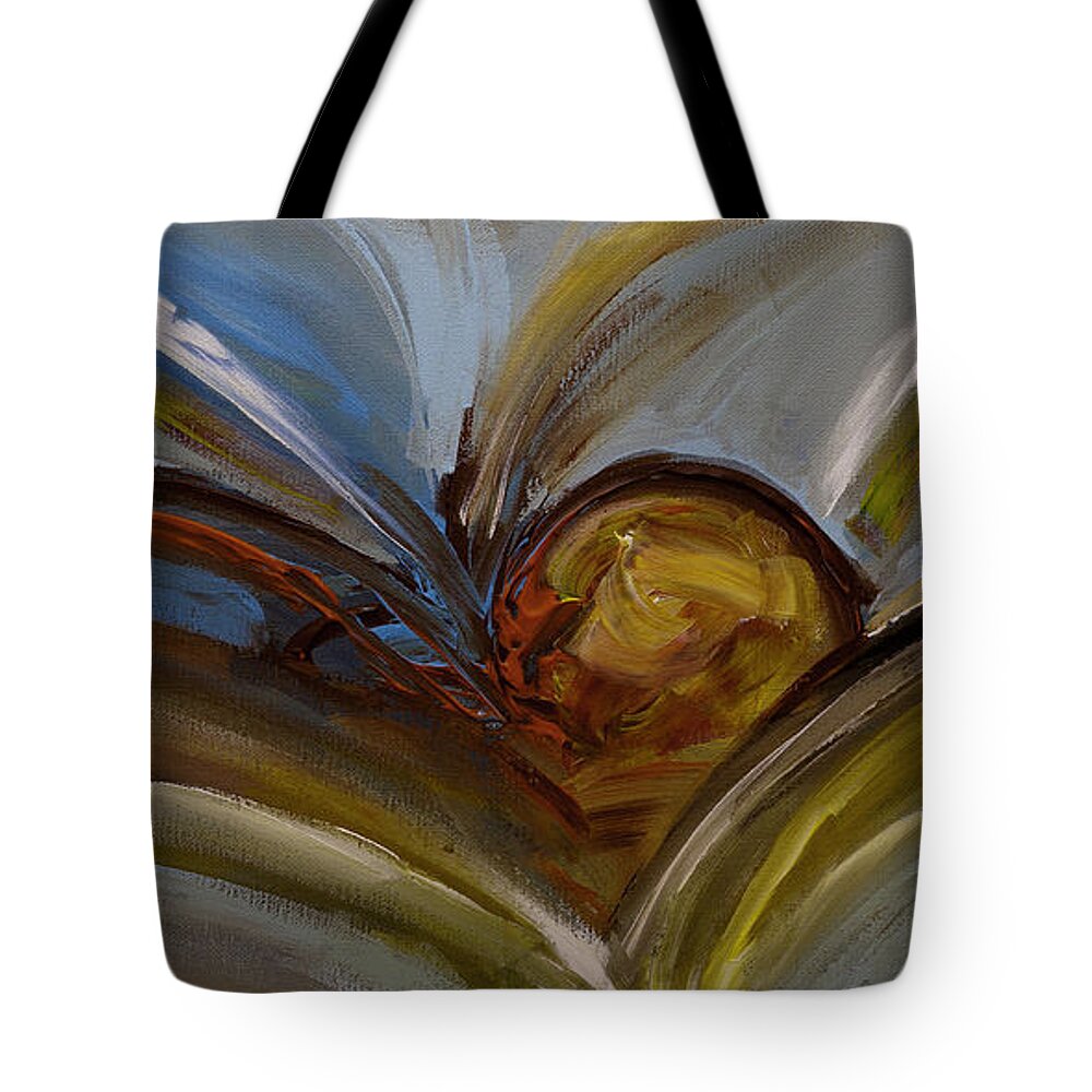 Abstract Painting Tote Bag featuring the painting Abstract Landscape Expressionist Original Painting Harvest Day by Gray Artus