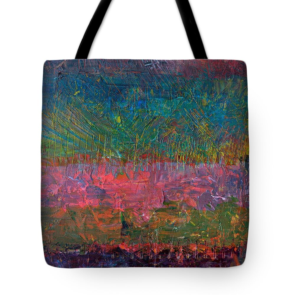 Stripes Tote Bag featuring the painting Abstract Landscape Series - Wildflowers by Michelle Calkins