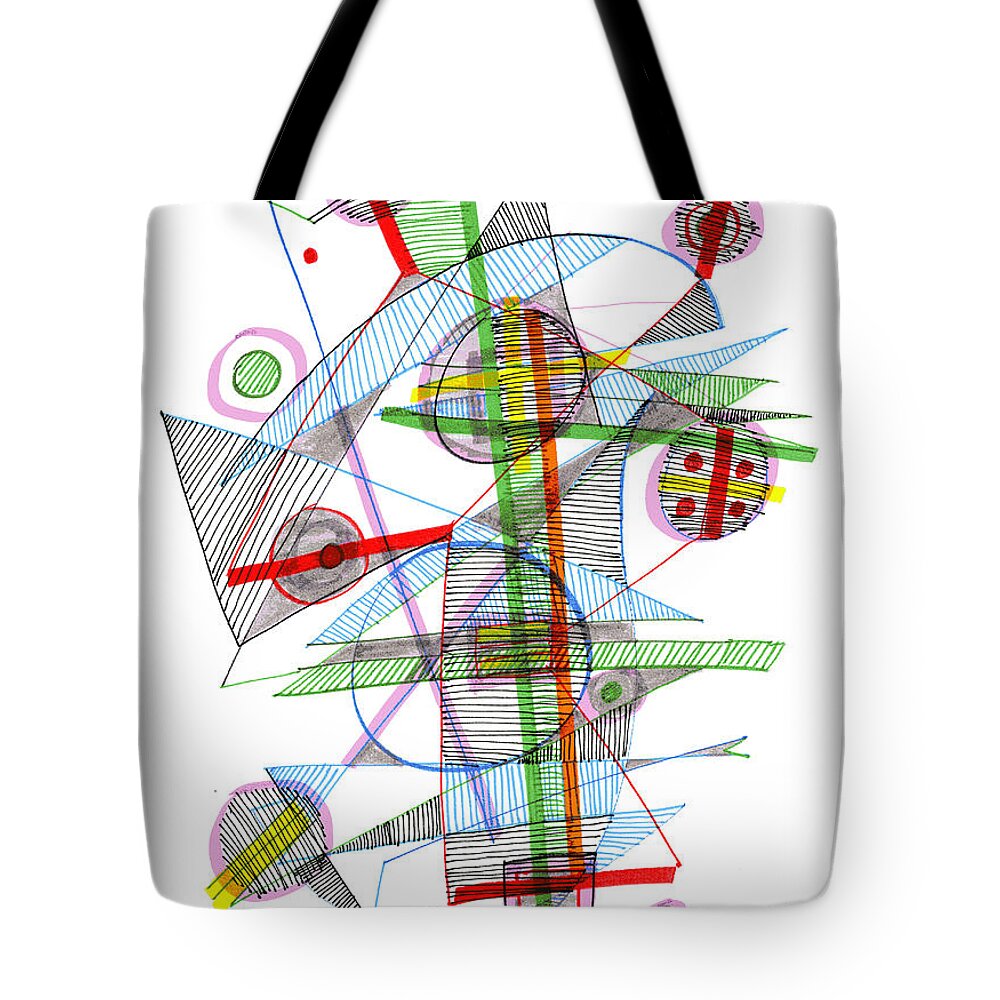 Abstract Tote Bag featuring the drawing Abstract Pen Drawing Forty-Nine by Lynne Taetzsch