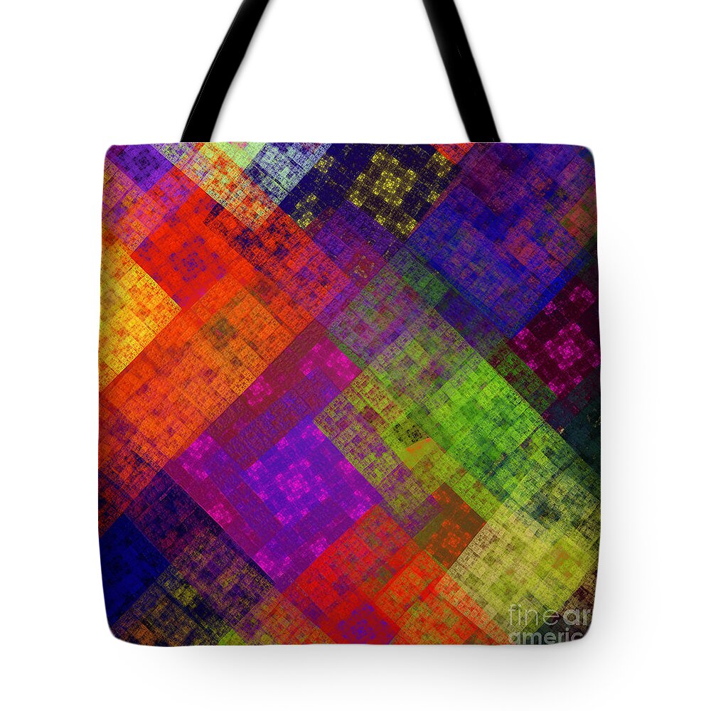 Andee Design Abstract Tote Bag featuring the digital art Abstract - Rainbow Infusion - Square by Andee Design
