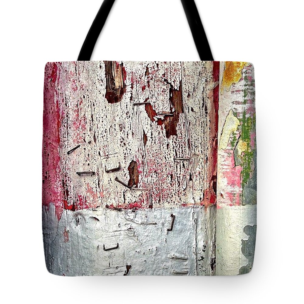Pinkisobscene Tote Bag featuring the photograph Abstract Telephone Pole by Julie Gebhardt