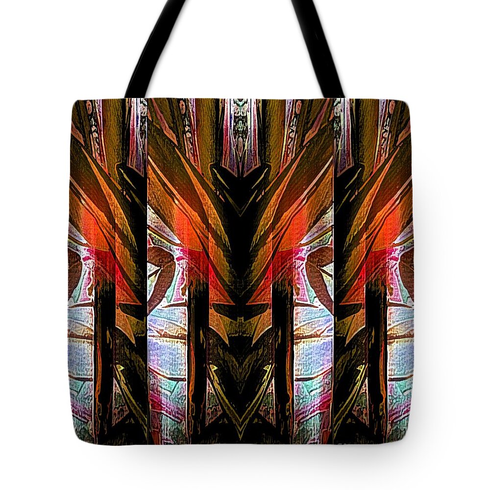 Hawaii Tote Bag featuring the digital art Abstract Tiki by Dorlea Ho