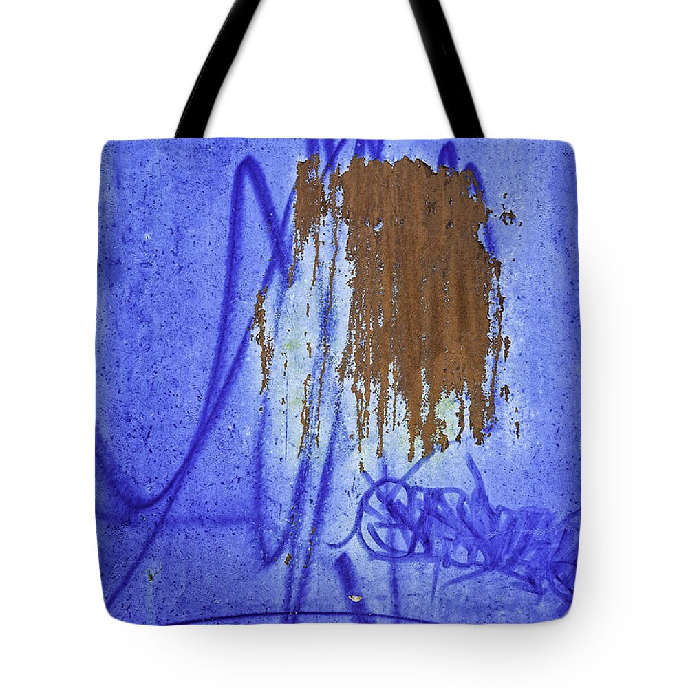 Abstraction Tote Bag featuring the photograph Abstraction in Blue Graffiti by Fran Gallogly