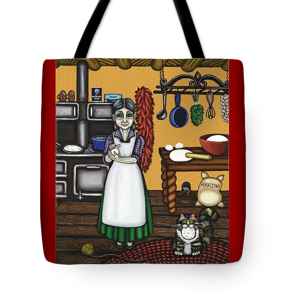 Cook Tote Bag featuring the painting Abuelita or Grandma by Victoria De Almeida