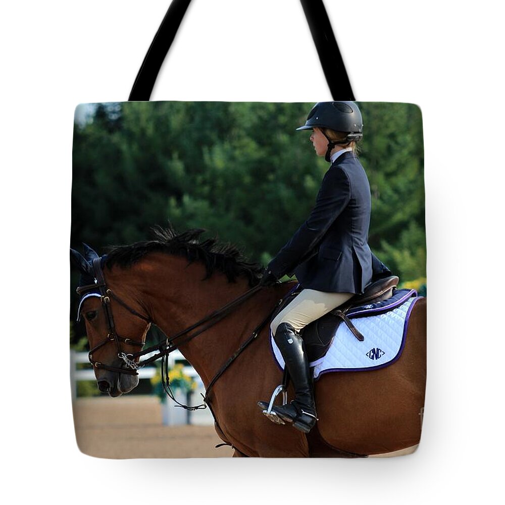 Horse Tote Bag featuring the photograph Ac-jumper161 by Janice Byer