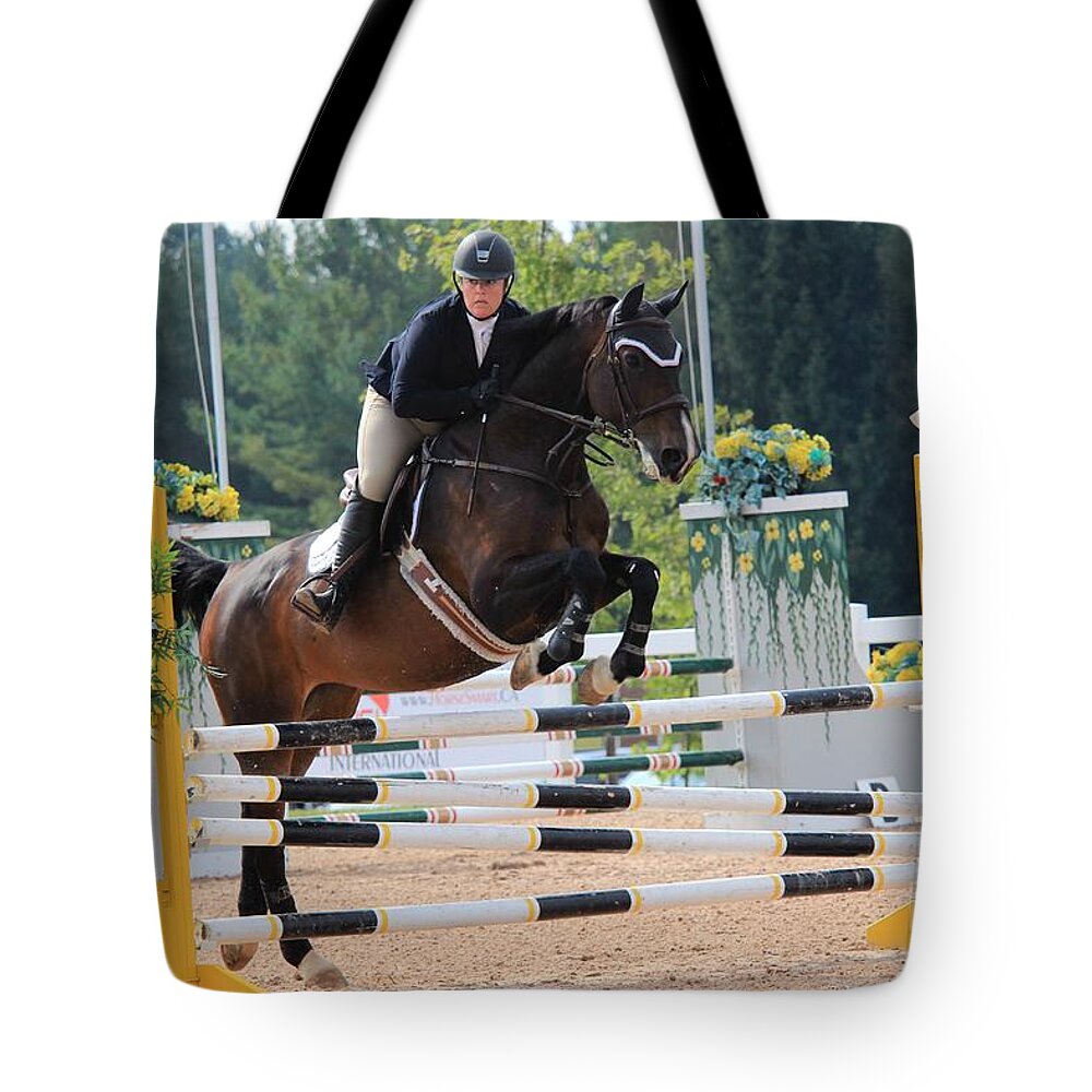 Horse Tote Bag featuring the photograph Ac-jumper26 by Janice Byer