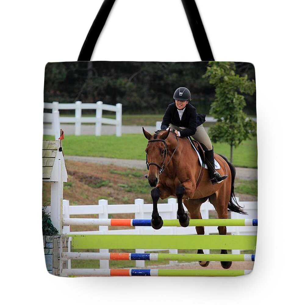 Horse Tote Bag featuring the photograph Ac-jumper66 by Janice Byer
