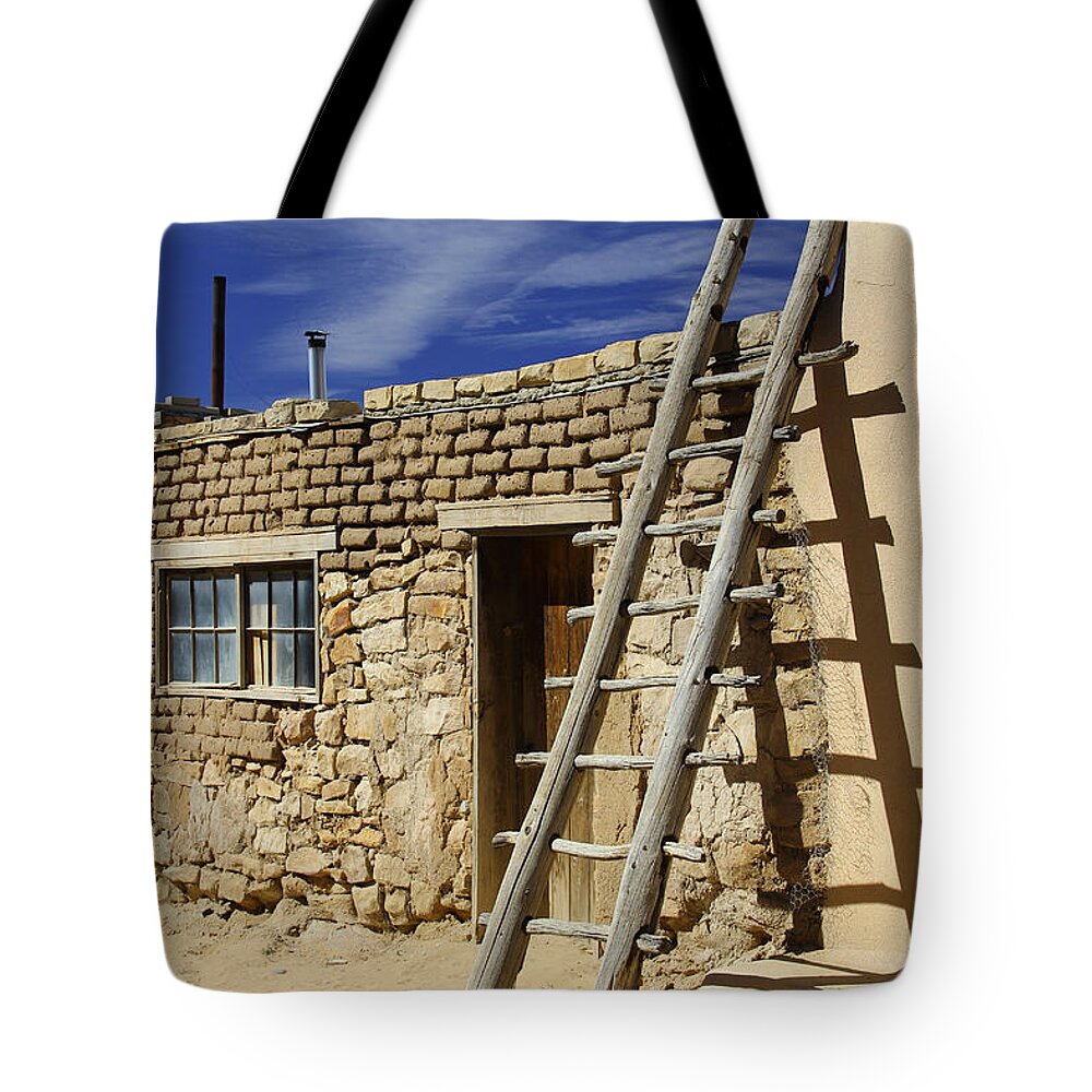 Acoma Pueblo Tote Bag featuring the photograph Acoma Pueblo Adobe Homes 4 by Mike McGlothlen