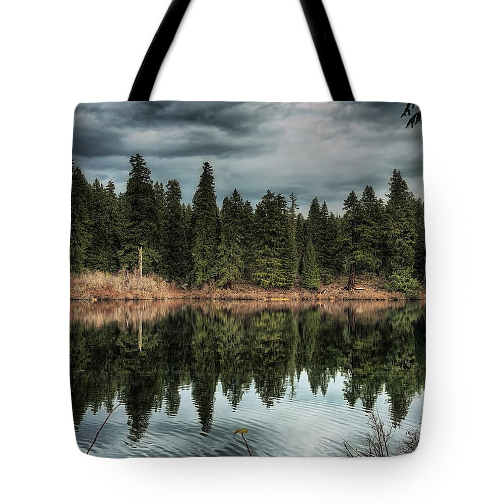 Clear Lake Tote Bag featuring the photograph Across the Lake by Belinda Greb