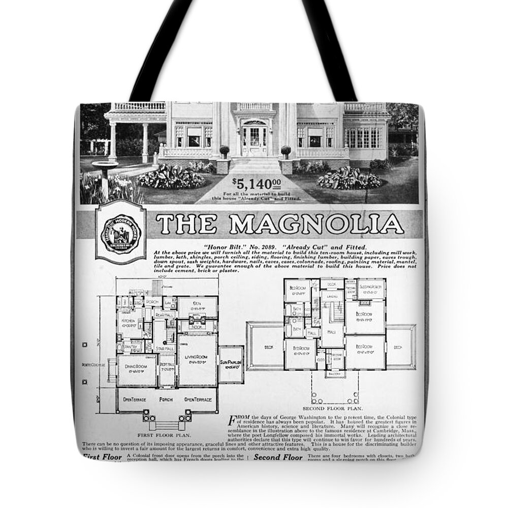 1918 Tote Bag featuring the drawing Sears Home Ad, 1918 by Granger