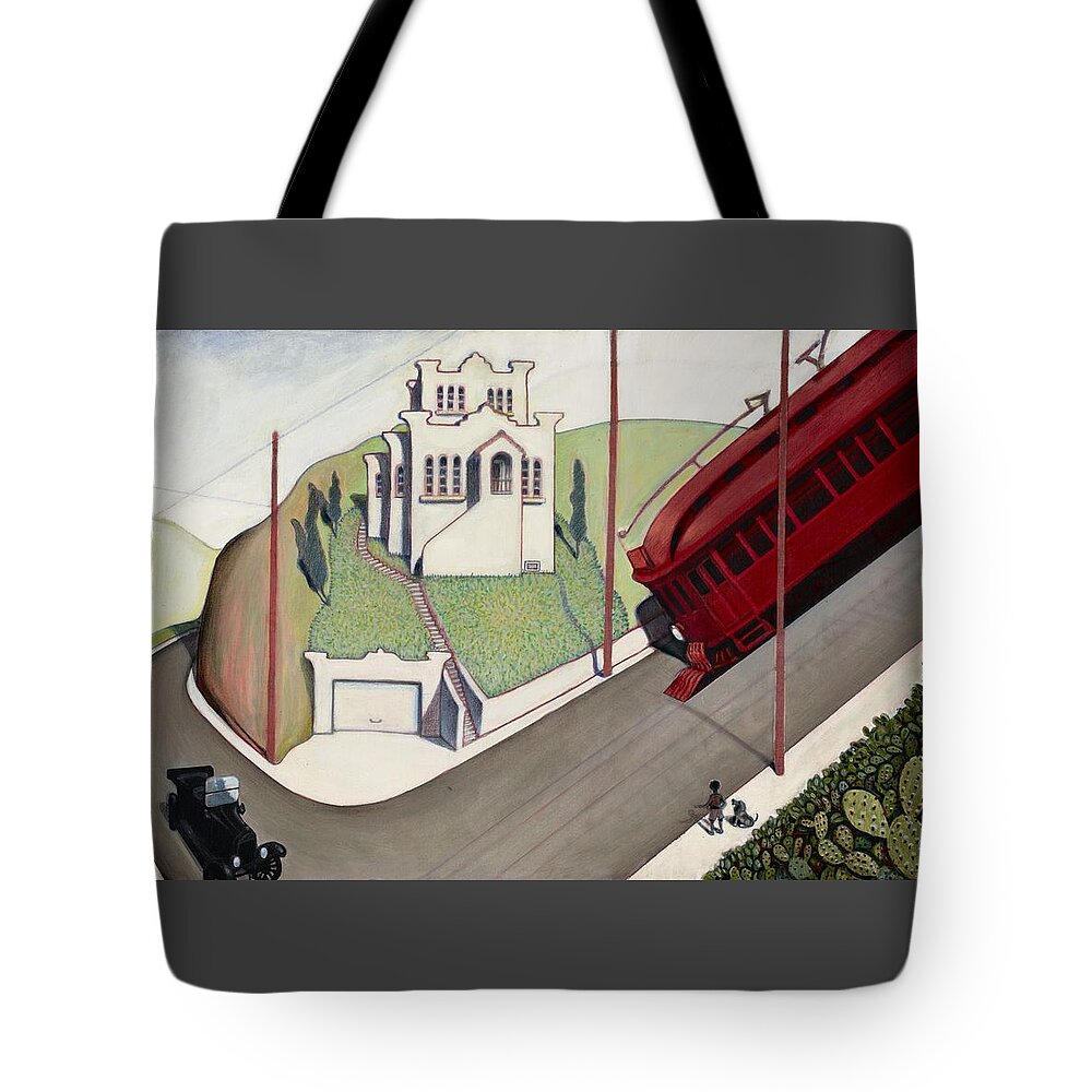 Adam's Hill Tote Bag featuring the painting Adams Hill by John Reynolds