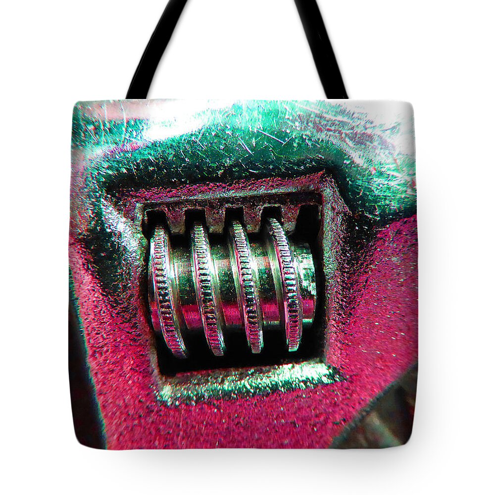 Hammer Tote Bag featuring the photograph Adjustable Wrench D by Laurie Tsemak