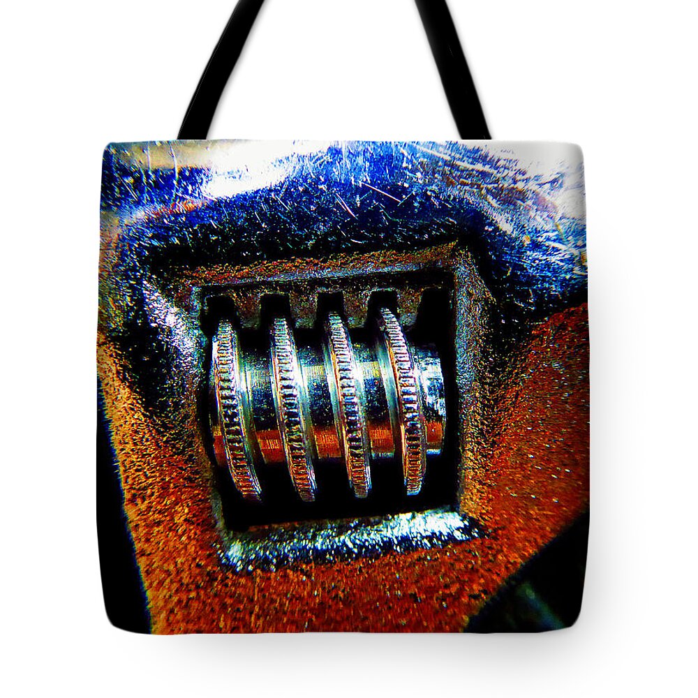 Hammer Tote Bag featuring the photograph Adjustable Wrench E by Laurie Tsemak