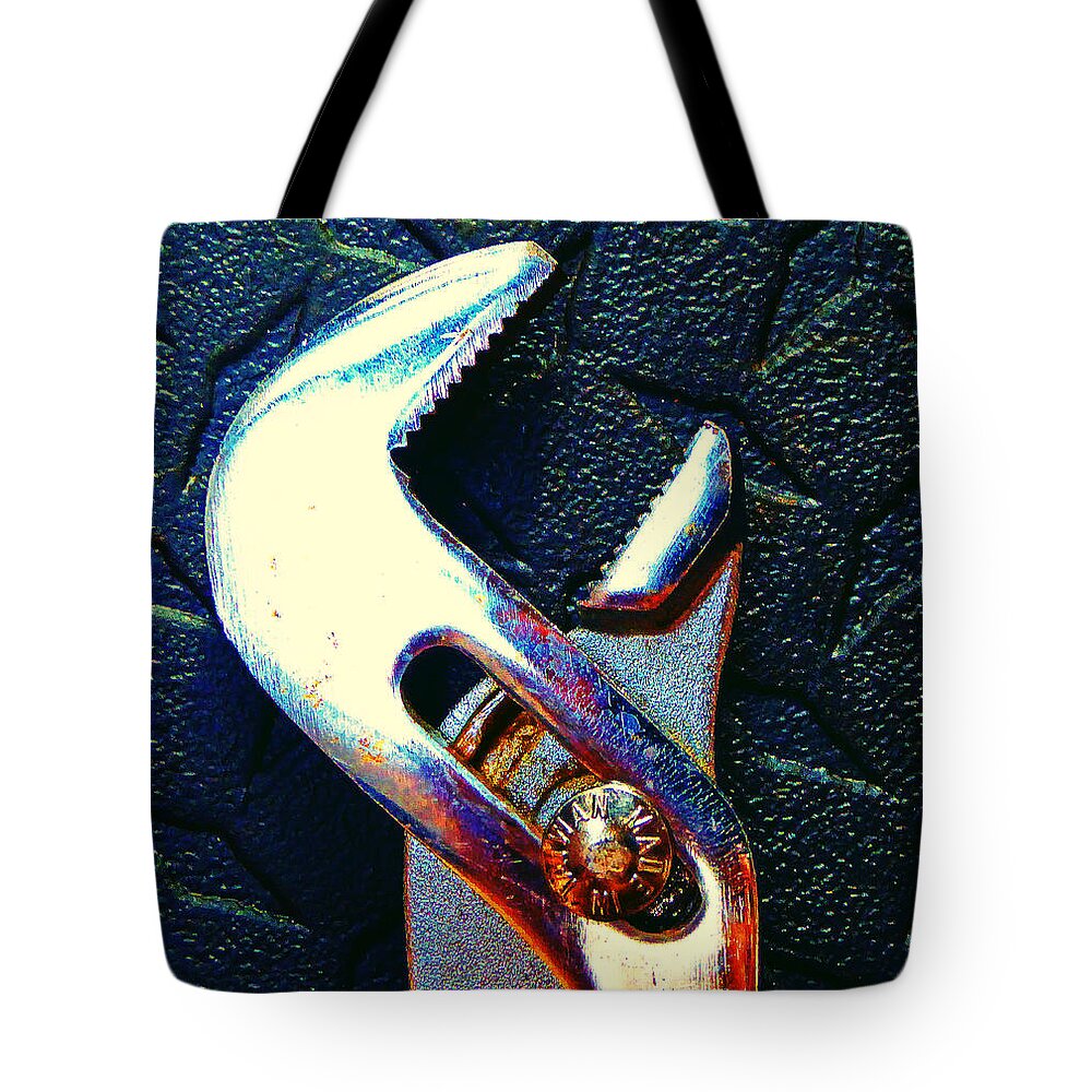 Hammer Tote Bag featuring the photograph Adjustable Wrench G by Laurie Tsemak