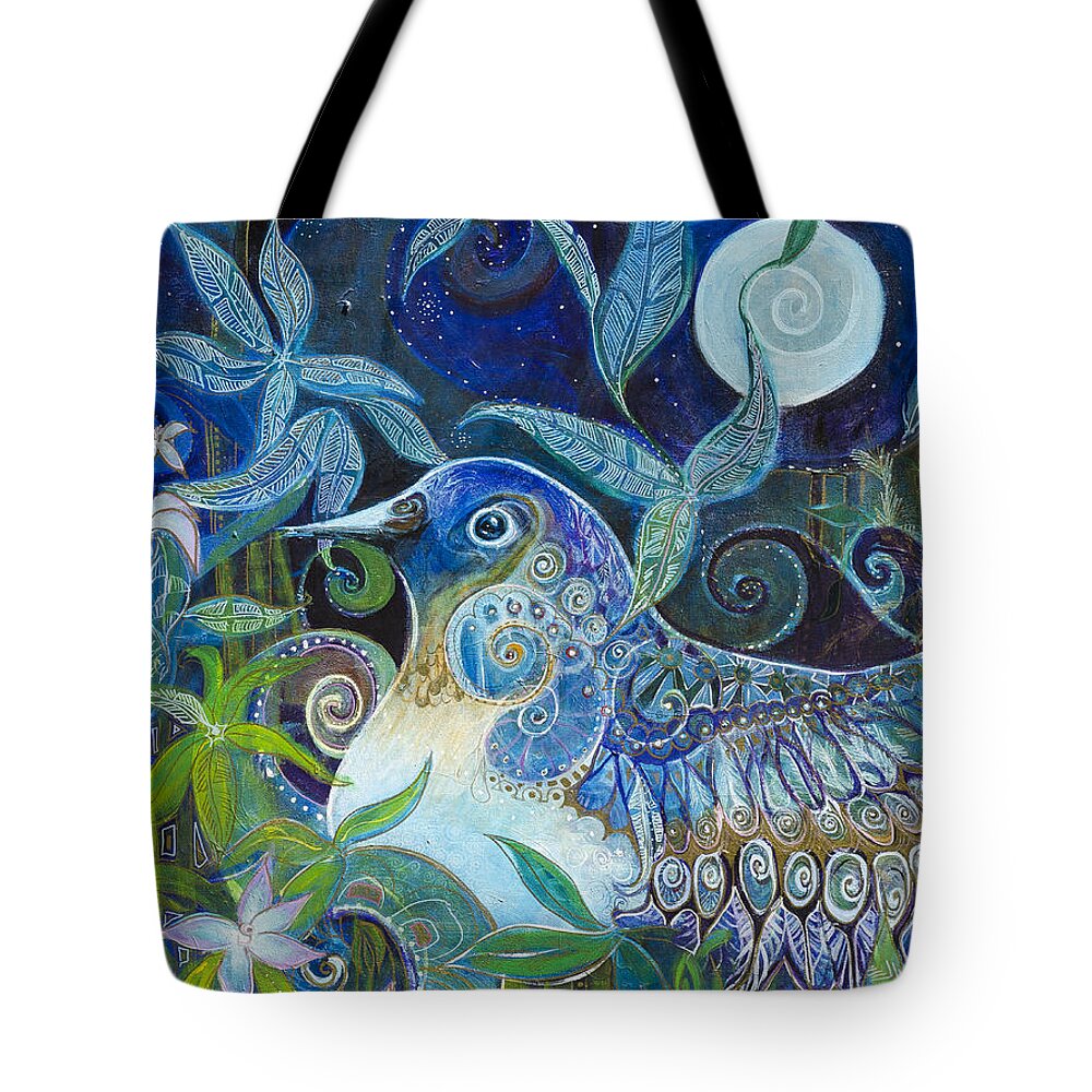 Bird Tote Bag featuring the painting Admiration by Leela Payne