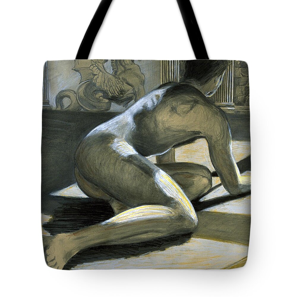 Nude Boy Tote Bag featuring the painting Admitting Our Falls by Rene Capone