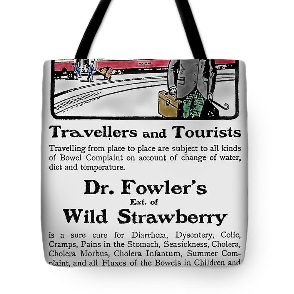 Richard Reeve Tote Bag featuring the photograph Advert Dr Fowlers Extract of Wild Strawberry by Richard Reeve