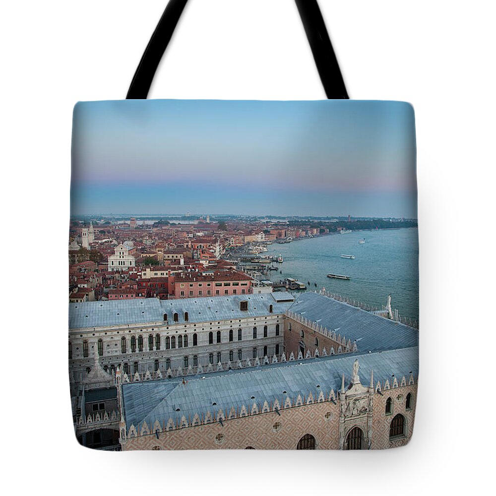 Tranquility Tote Bag featuring the photograph Aerial View Of Coastal City by Henglein And Steets